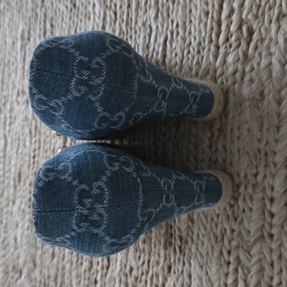 Gucci Wedges /  Blue Canvas Size 39 - Picture 4 of 5